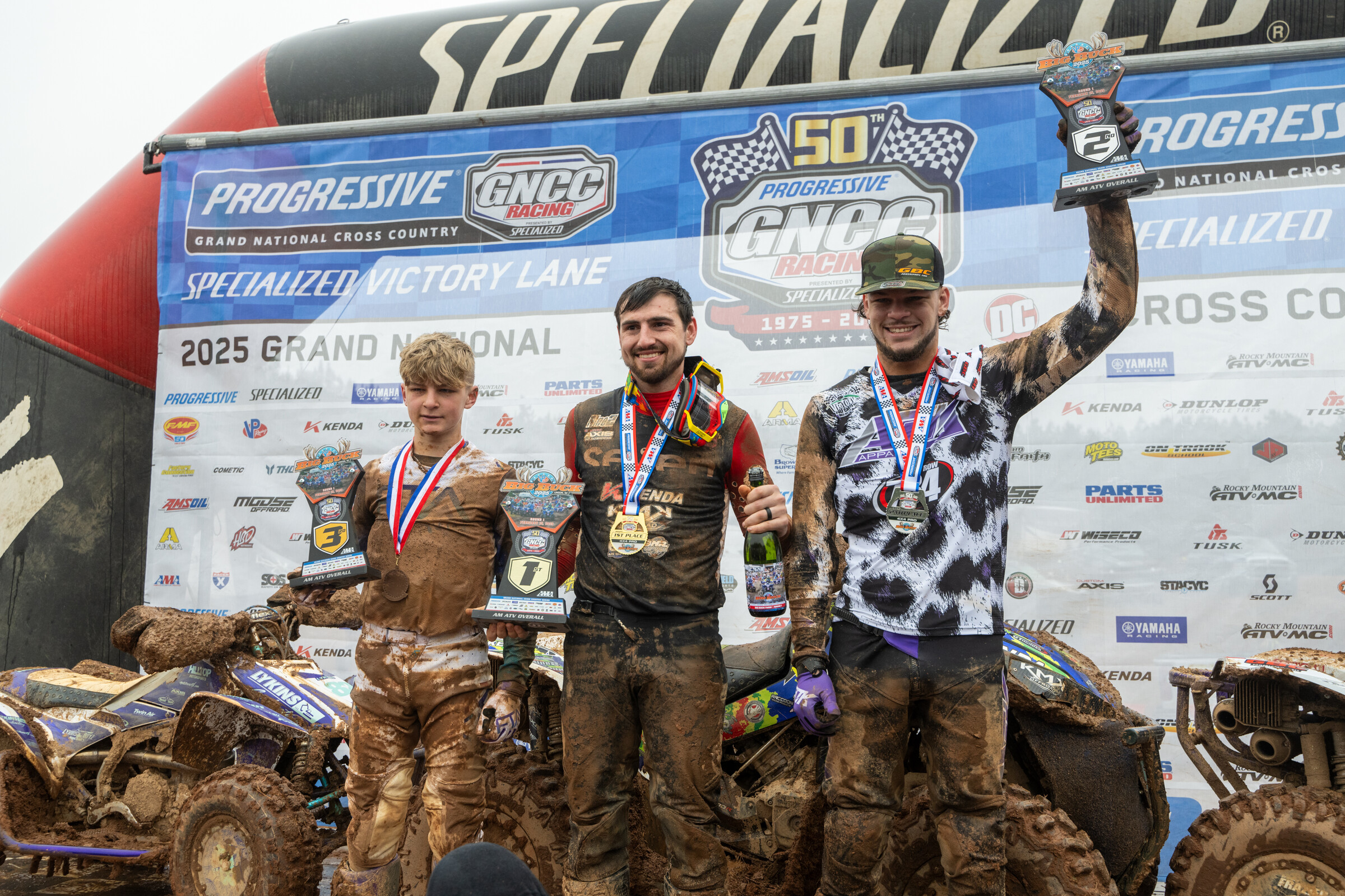 Cody Collier (center) took the AM ATV Overall win and 4x4 Pro class win, followed by Brandon Frazier (right) who took second overall and in the 4x4 Pro class. Noah Lykins form the 250 All-Star class would finish third overall in the AM race.