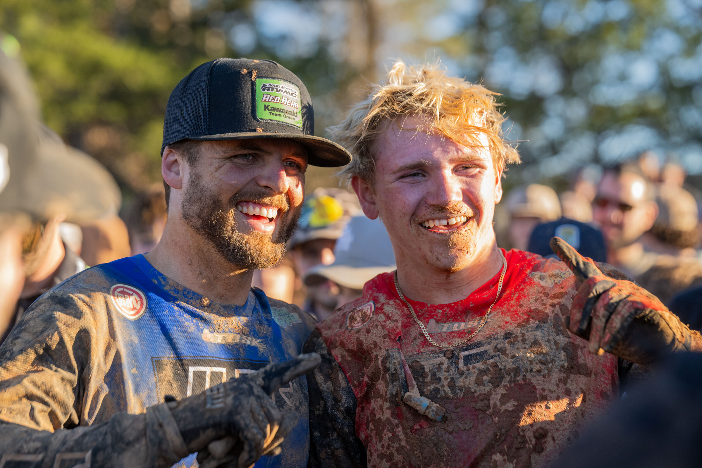 Nick DeFeo with Rocky Mountain Red Bear Kawasaki Team Green owner and teammate Stew Baylor.