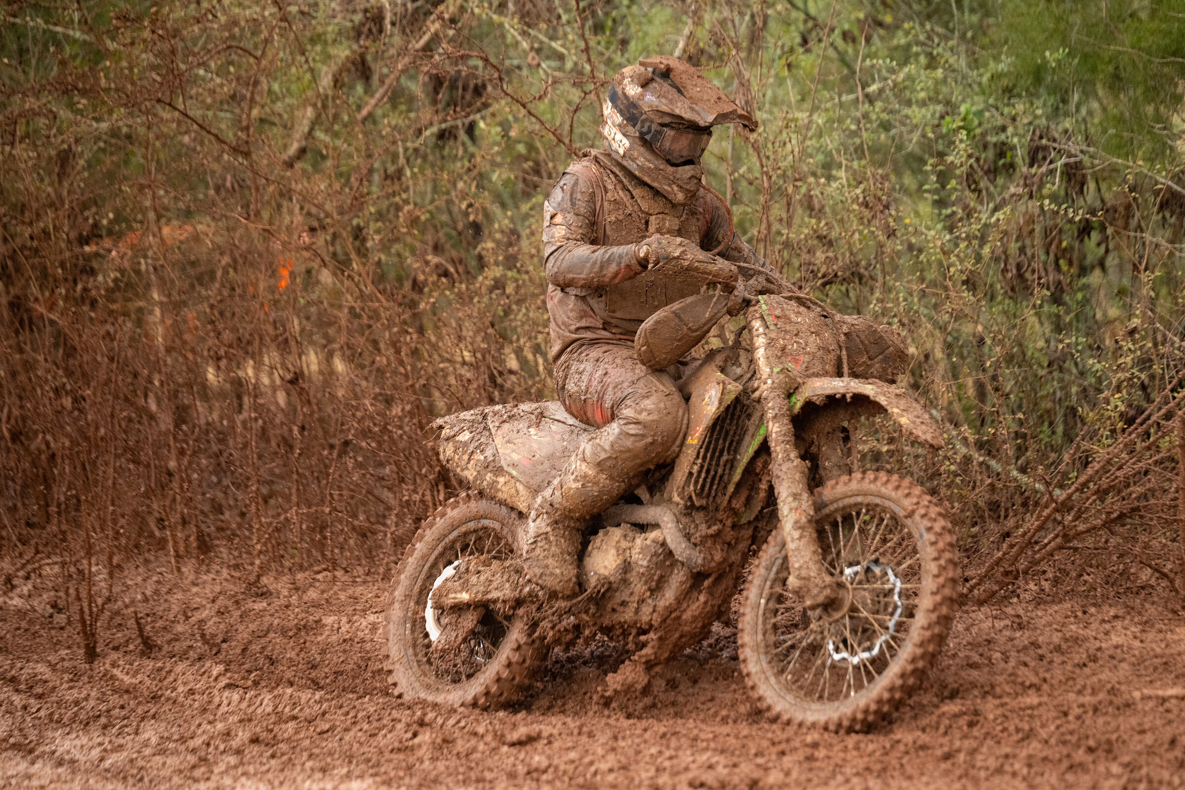 Steward Baylor (Rocky Mountain Red Bear Team Green Kawasaki) battled throughout the day in the muddy, slick conditions to get the overall win at Talladega.