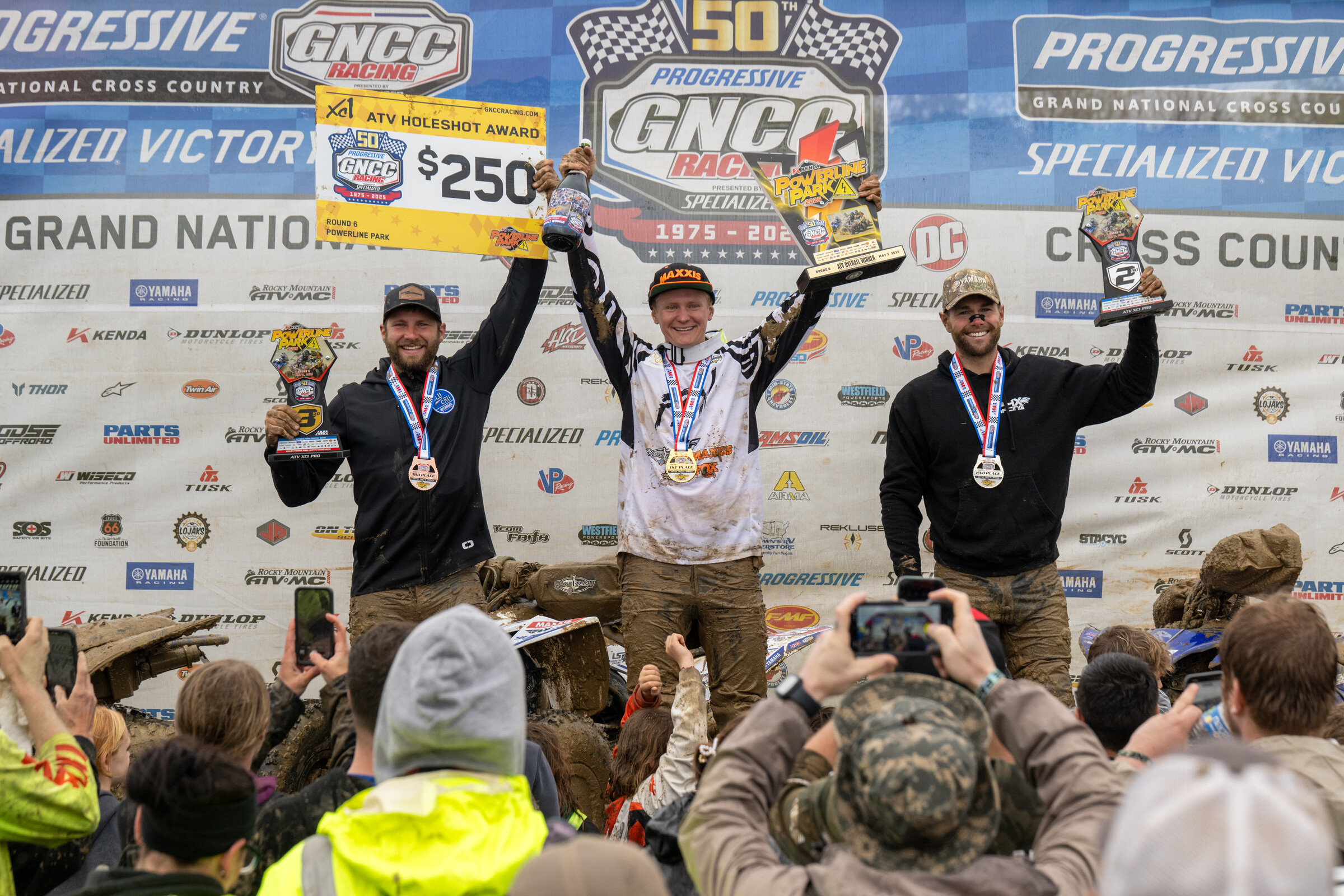 Kenda Tires Powerline Park Top Three: Hunter Hart (center), Brycen Neal (right) and Josh Merritt (left).