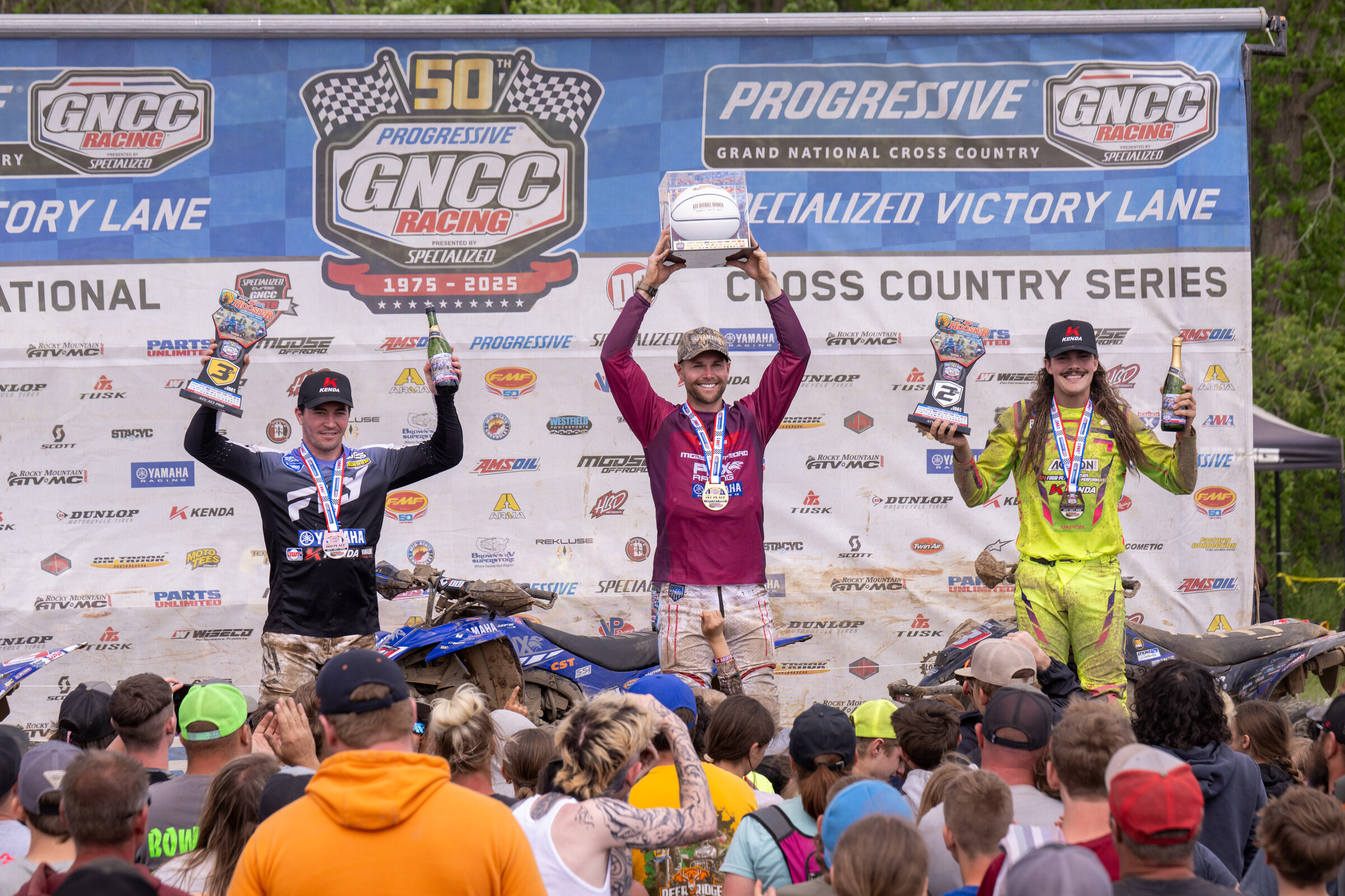 AMSOIL Hoosier Top Three Overall Finishers: Brycen Neal (center), Wyatt Wilkin (right) and Walker Fowler (left).