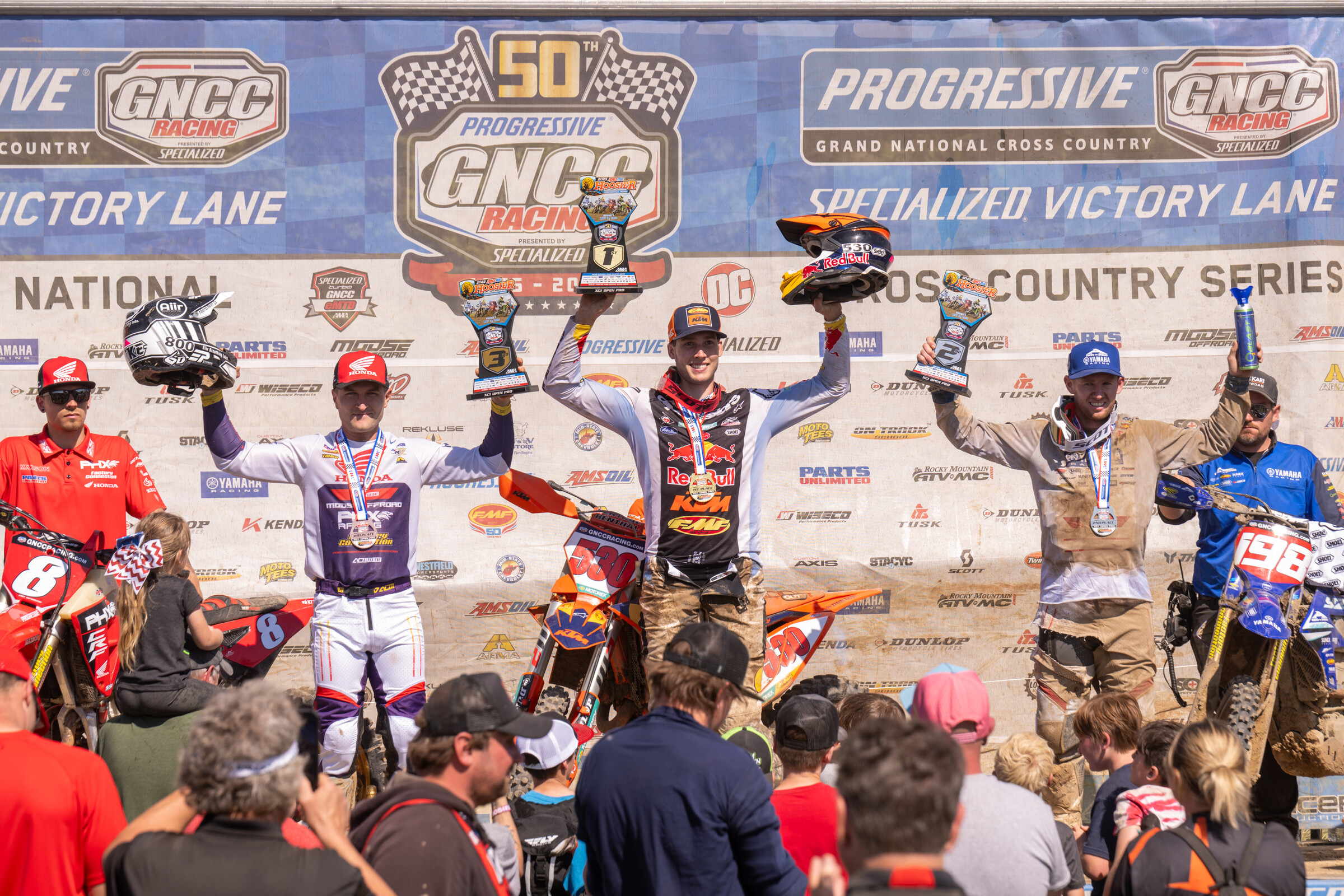 AMSOIL Hoosier XC1 Open Pro Top Three: Ben Kelley (center), Liam Draper (right) and Mike Witkowski (left).