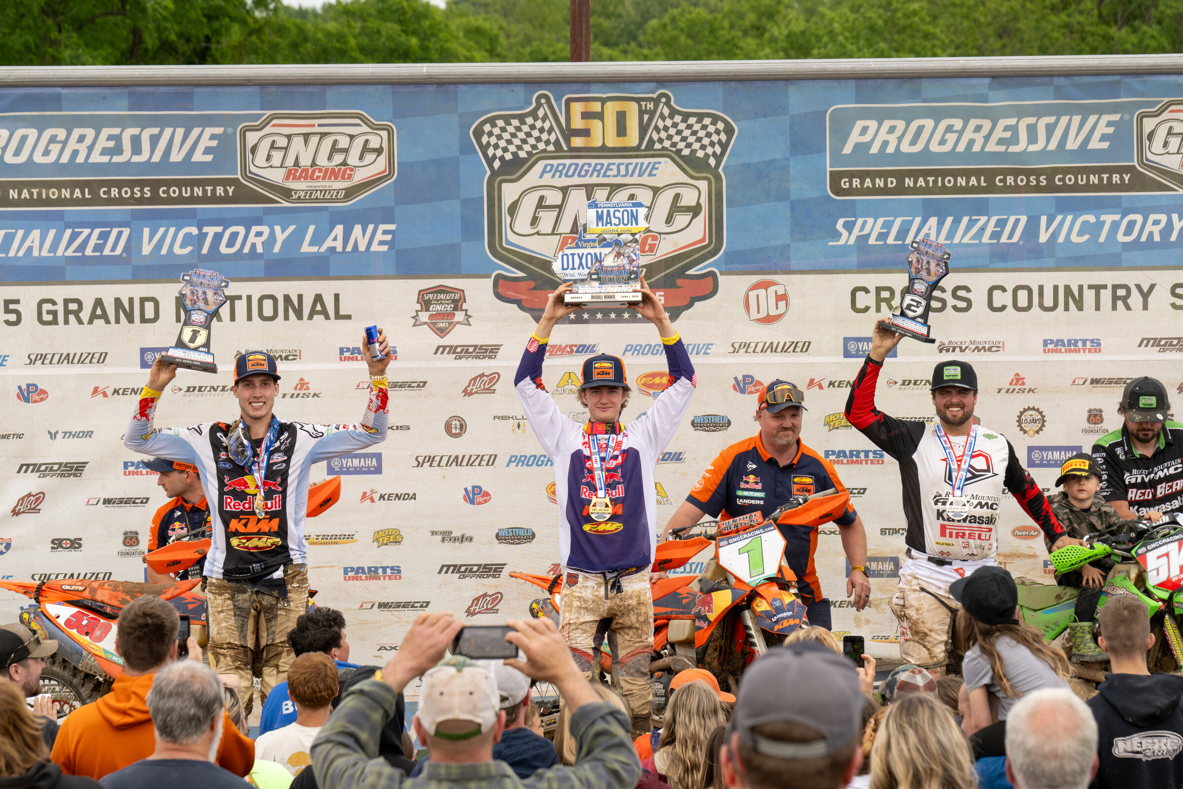 Parts Unlimited Mason-Dixon Top Three Overall: Grant Davis (center), Ben Kelley (left) and Steward Baylor (right).