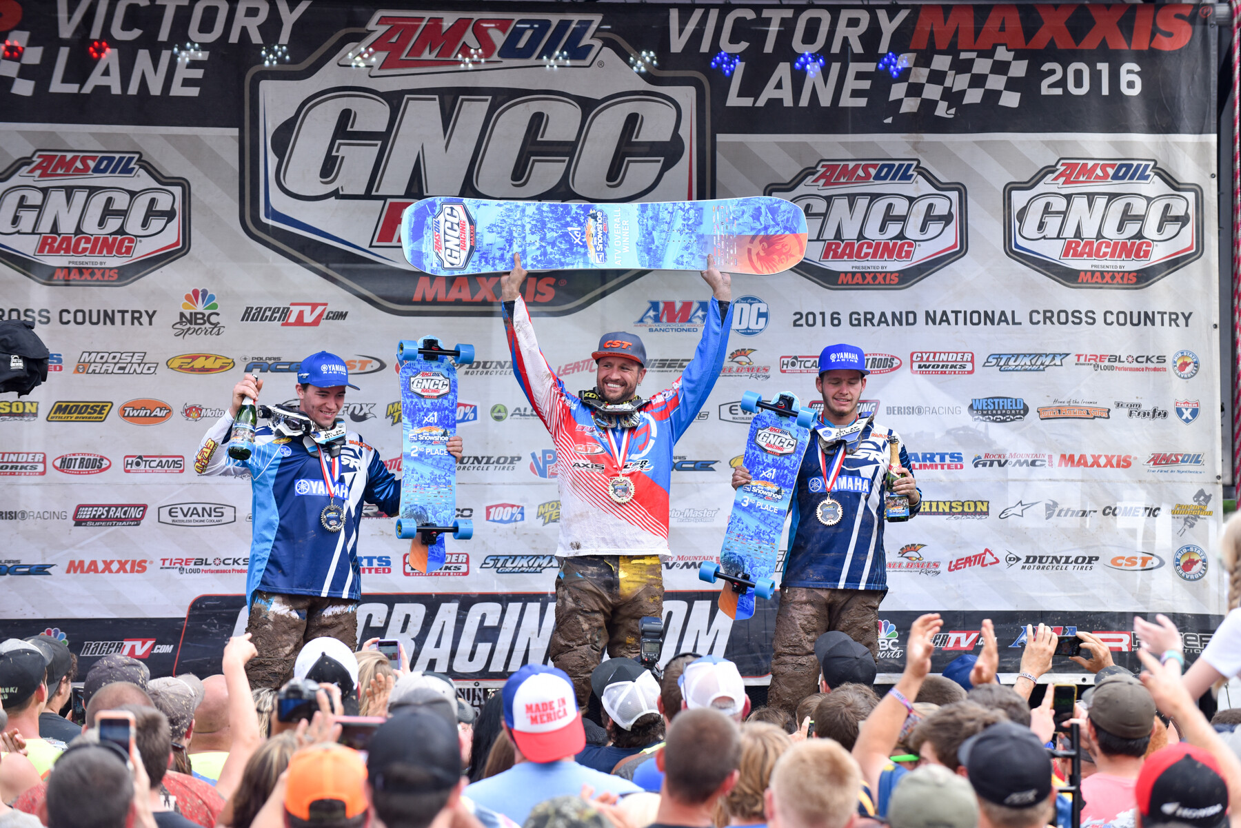 McGill atop the podium in 2016 at the Snowshoe GNCC.