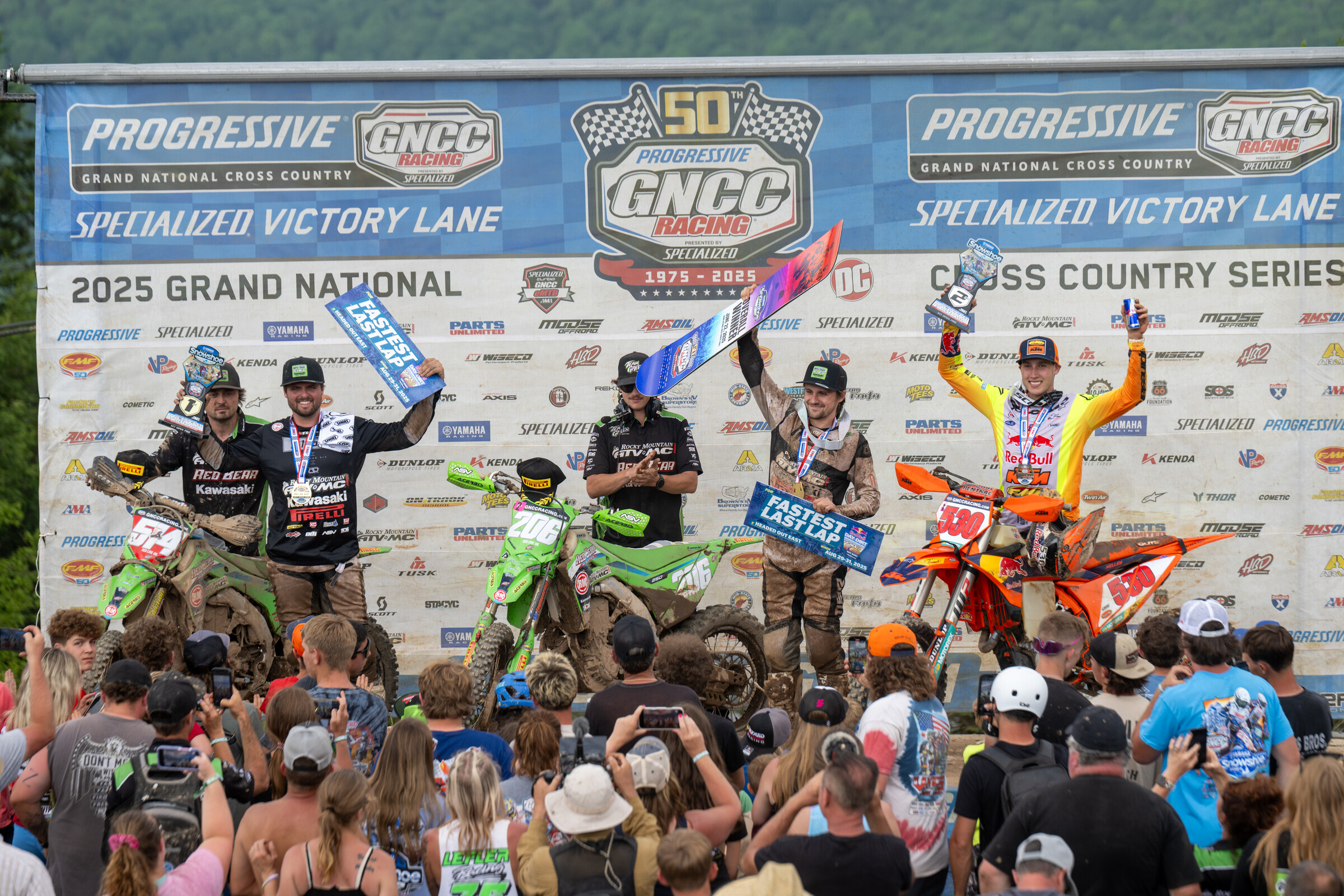 Yamaha Racing Snowshoe Top Three Overall: Josh Toth (center), Steward Baylor (left) and Ben Kelley (right).