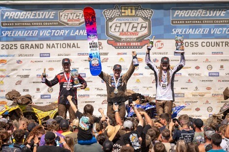 Yamaha Racing Snowshoe ATV Overall Top Three: Walker Fowler (center), Wyatt Wilkin (right) and Jay Shadron (left).