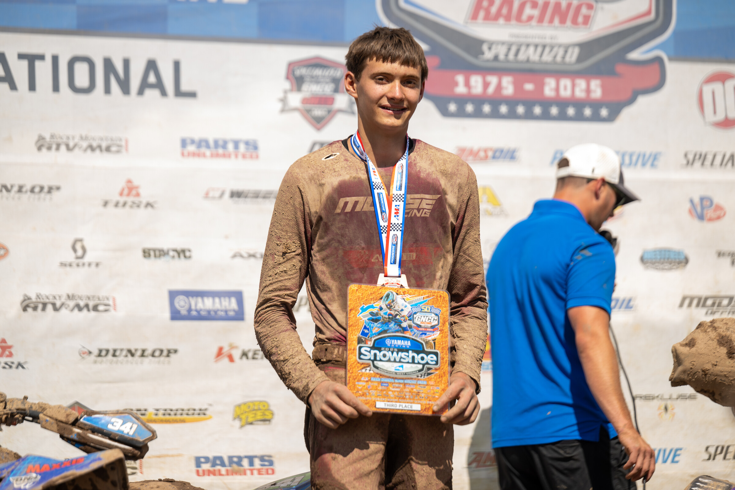Wolf atop the Yamaha Racing Snowshoe GNCC podium, where he finished third in some gnarly conditions.