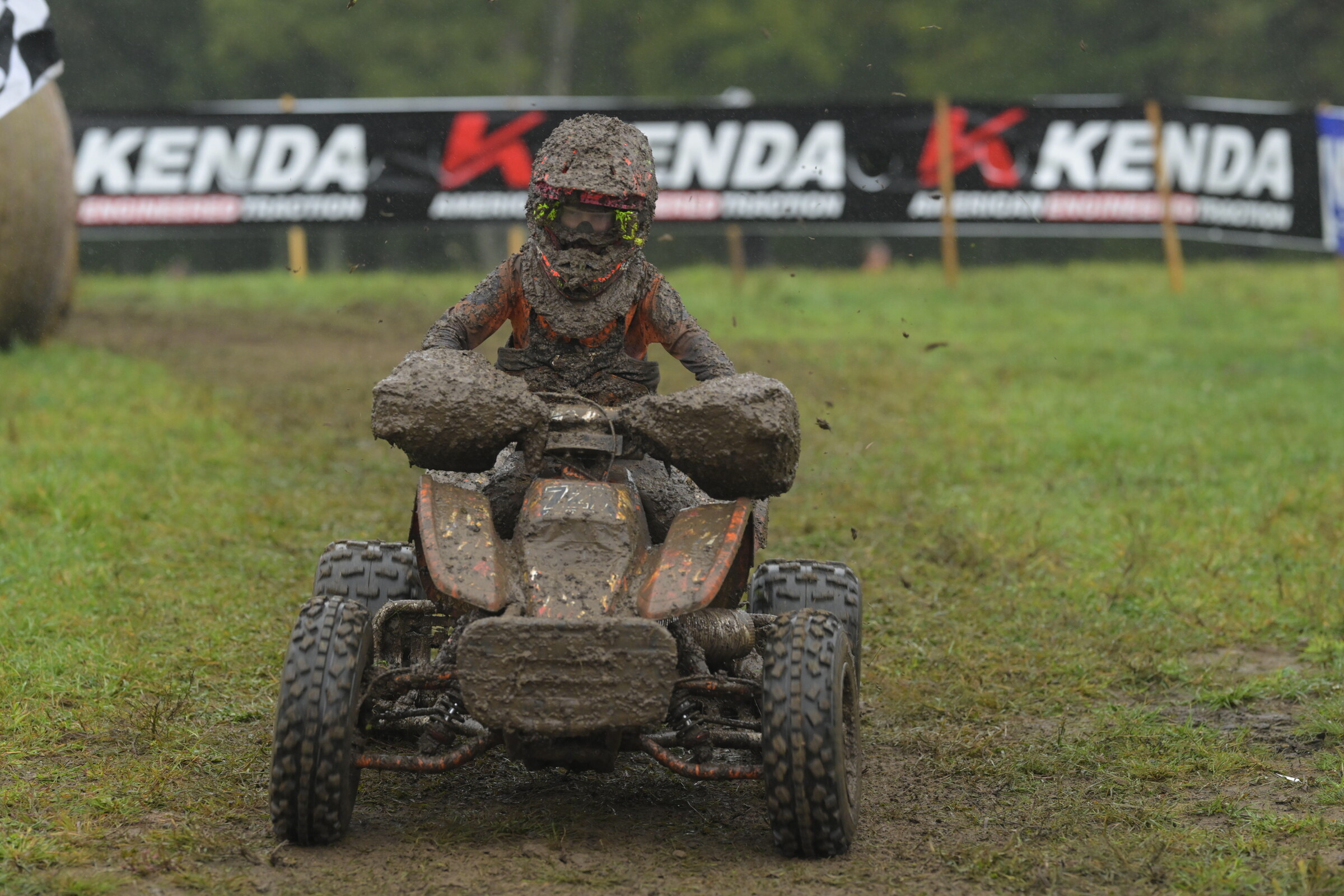 Casen Jennings battled through the muddy morning conditions to take the Micro ATV overall win.