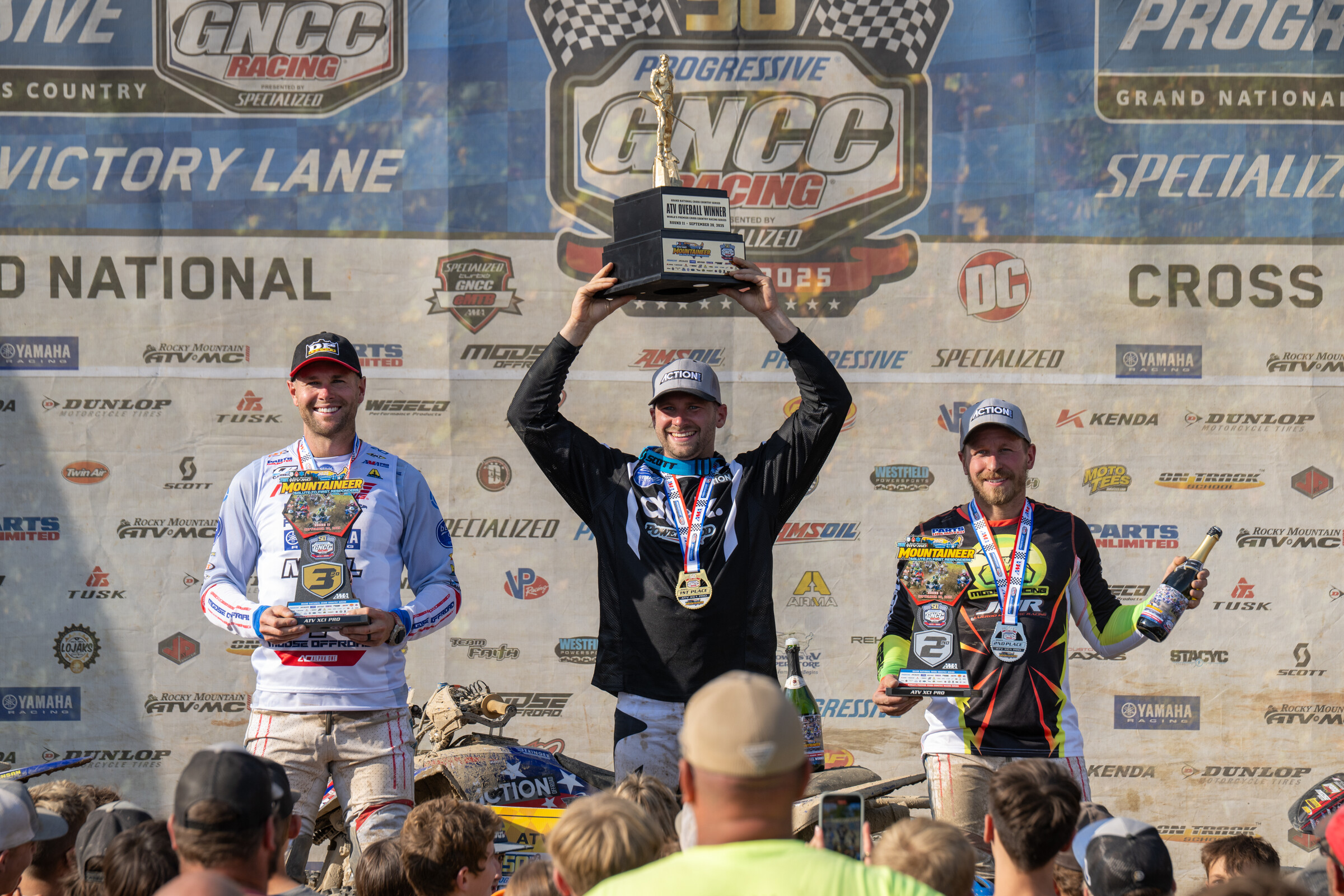 The Rocky Mountain ATV/MC Mountaineer Top Three: Joshua Merritt (center), Jarrod McClure (right) and Brycen Neal (left).