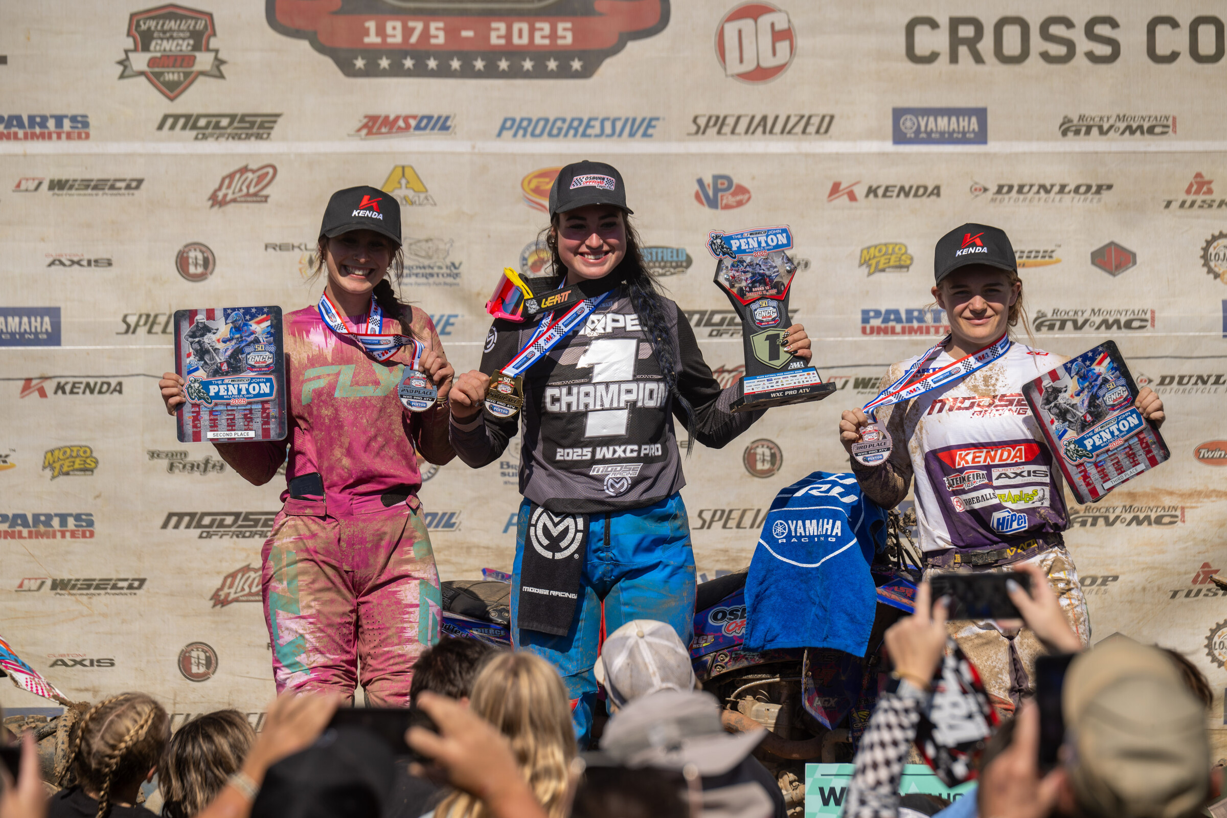 Chloe Harper (center), Andrea Rodgers (left) and Hannah Hodges (right) rounded out the top three overall WXC ATV racers at round 12.