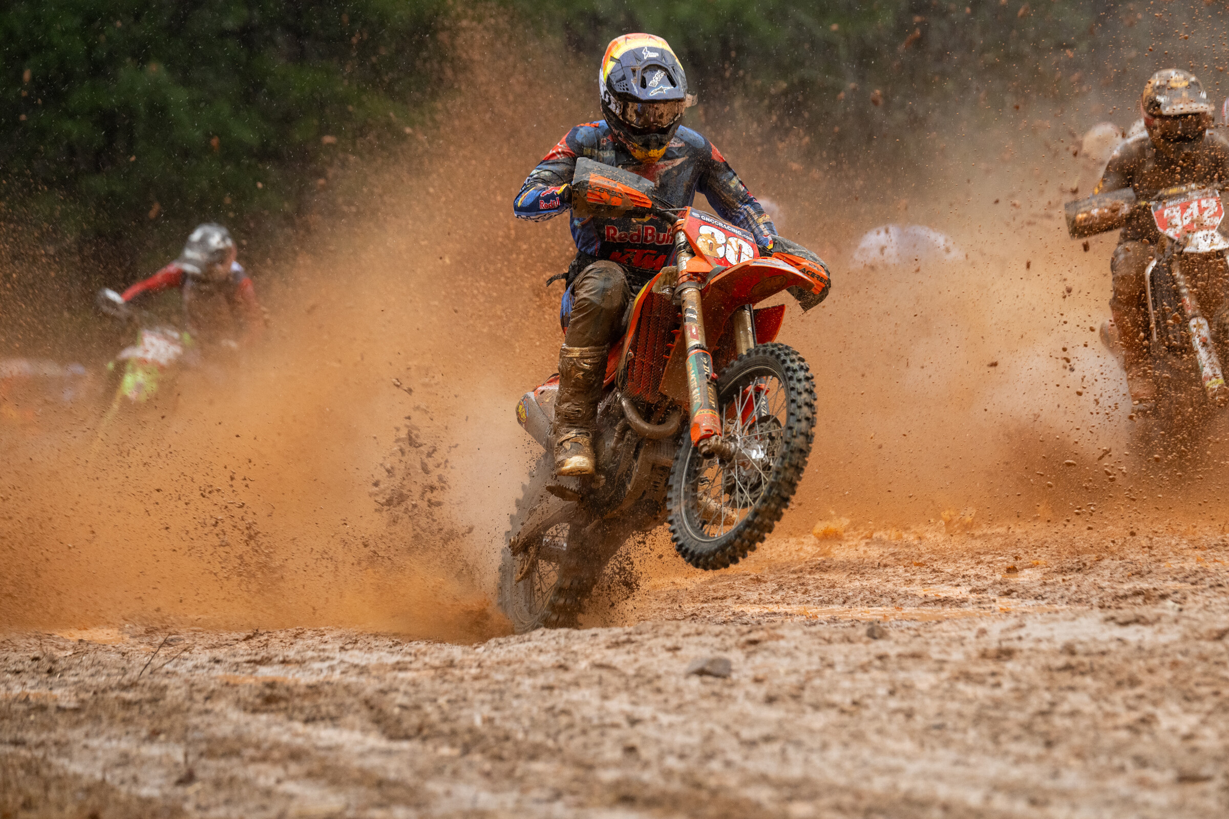 Johnny Girroir (FMF KTM Factory Racing) battled through the slick mud conditions to earn the overall win at the 2026 GNCC season opener.