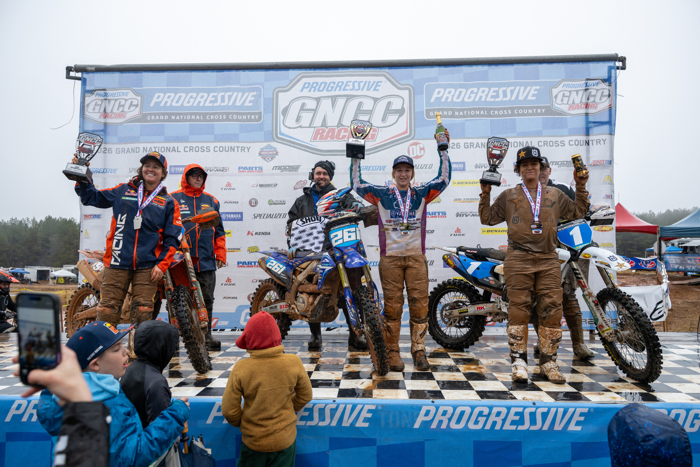 Danielle McDonald (center), Brandy Richards (left) and Korie Steede (right) rounded out the top three WXC motorcycle finishers.