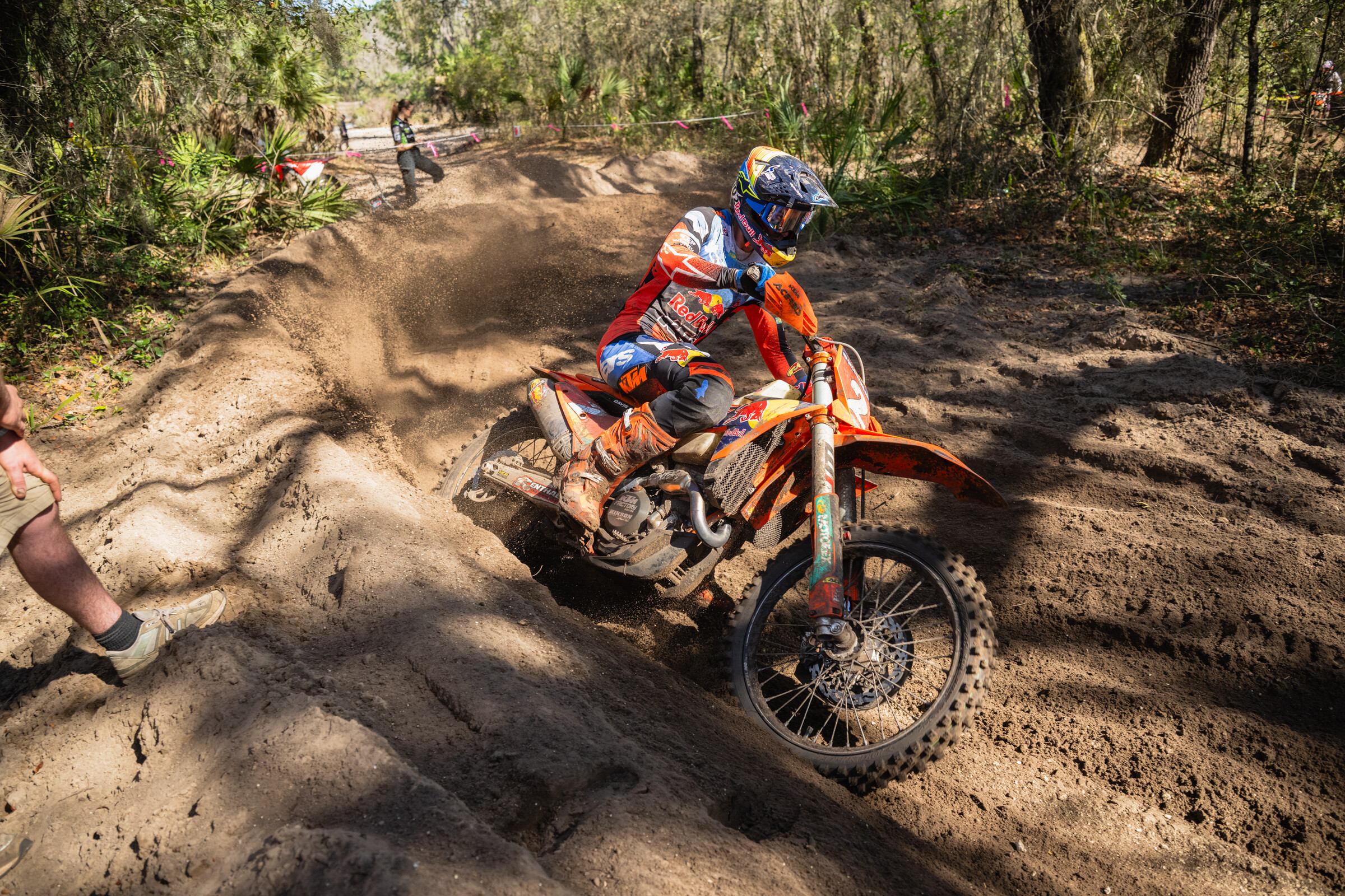 Grant Davis (FMF KTM Factory Racing) charges through the Wild Boar GNCC course, earning a hard-fought second overall.
