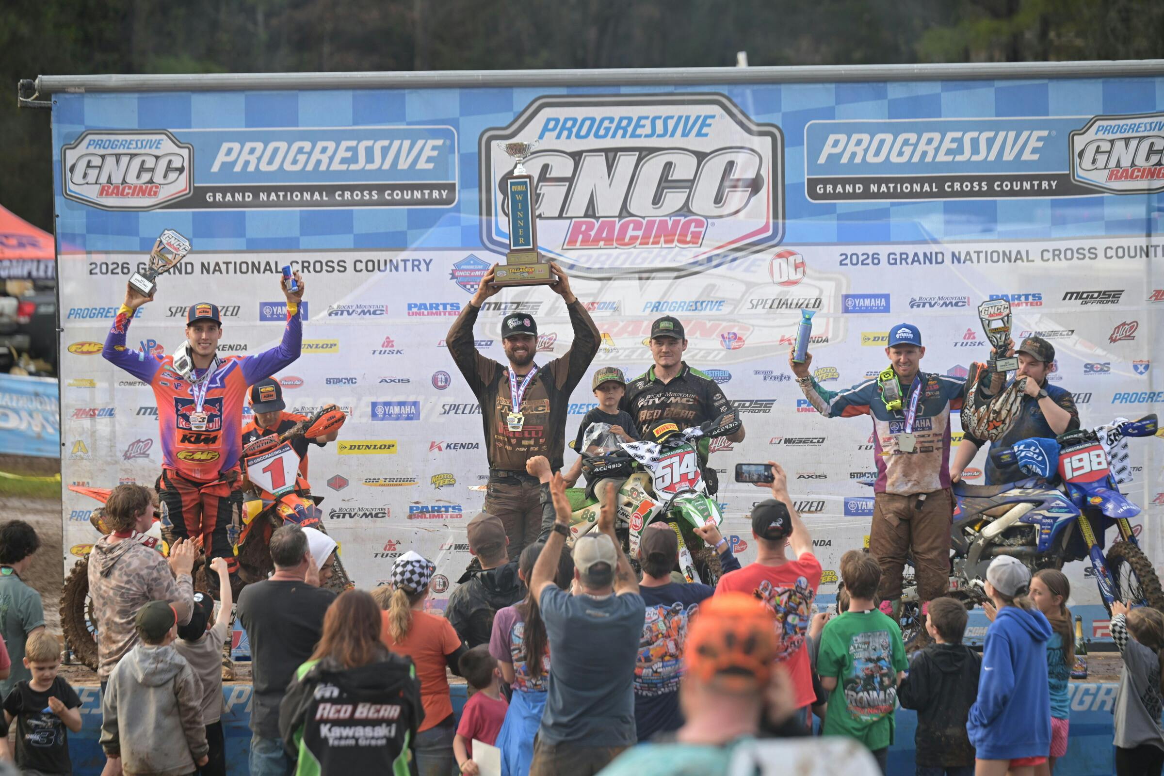 Talladega Overall Pro Bike Top Three: Steward Baylor (center), Liam Draper (right) and Ben Kelley (left).