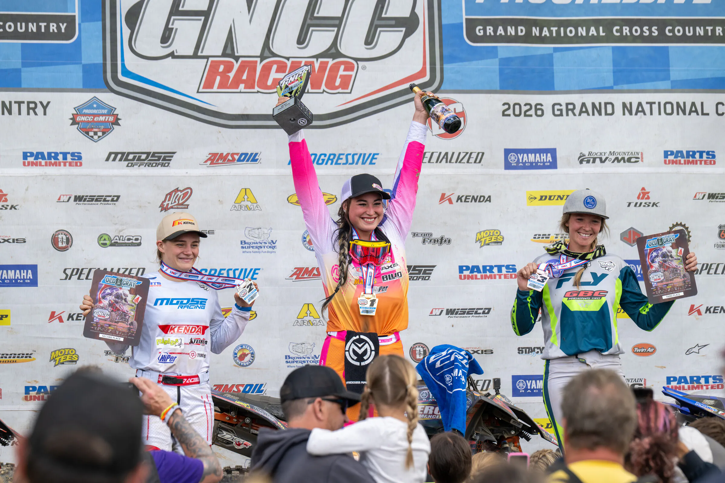 Chloe Harper (center), Hannah Hunter (left) and Jessica Elioff (right) rounded out the Top 3 WXC ATV finishers.