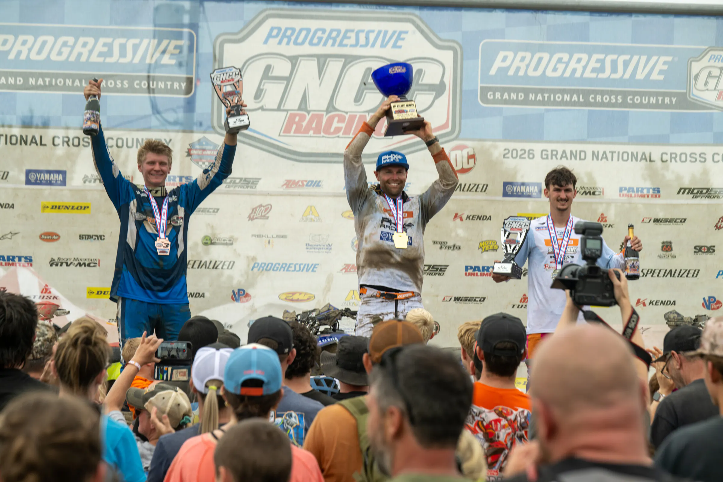 AMSOIL Wakins Glen International Top Three: Brycen Neal (center), Branden Owens (right) and Hunter Hart (left).