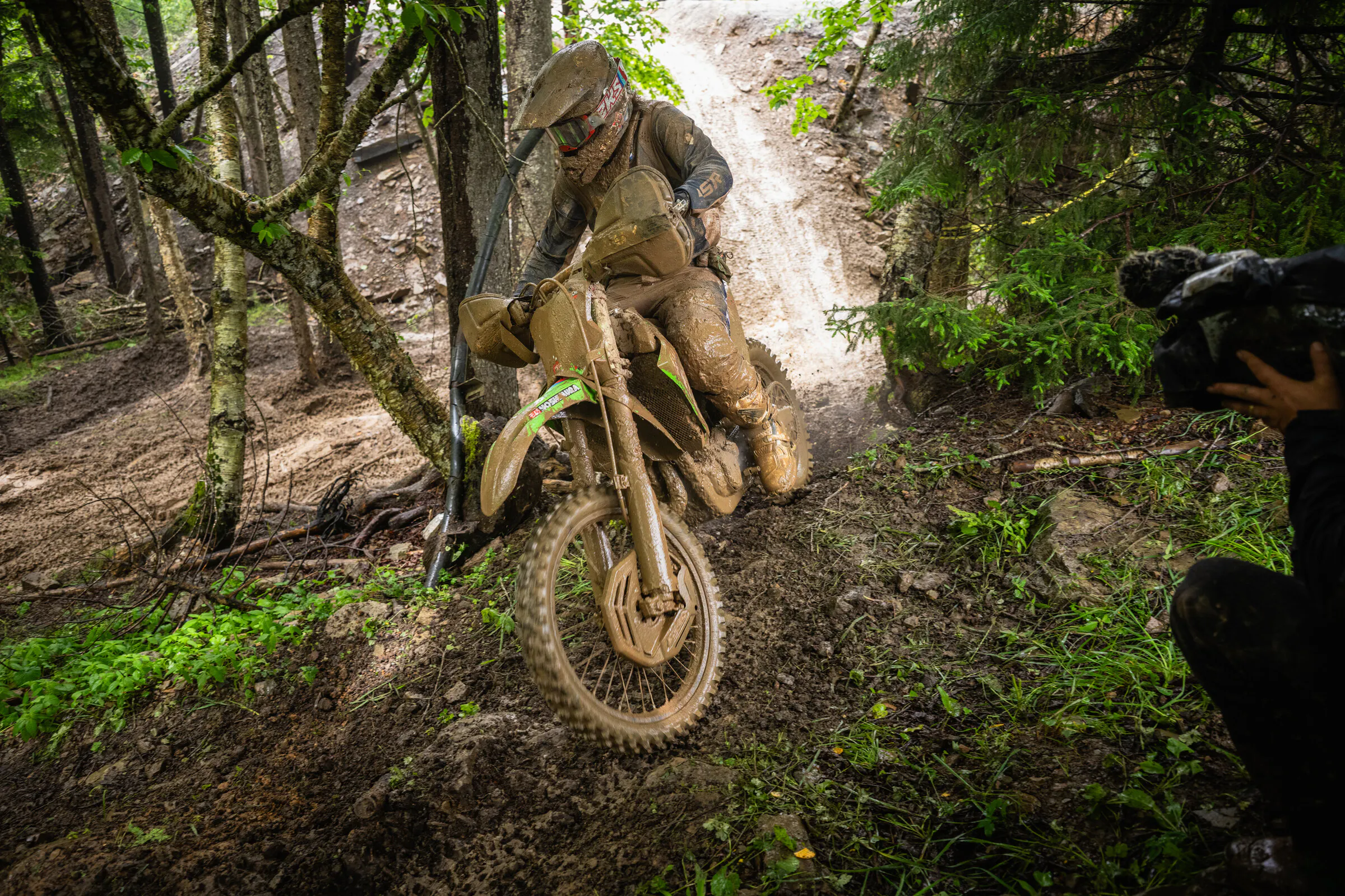 Grant Baylor (Rocky Mountain Red Bear Kawasaki Team Green) remained focused and finished third in the XC1 Open Pro class at Snowshoe.